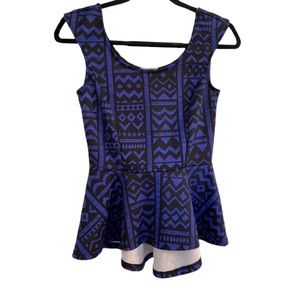3 for $10 Charlotte Russe Blue Black Hi-Lo Peplum Top